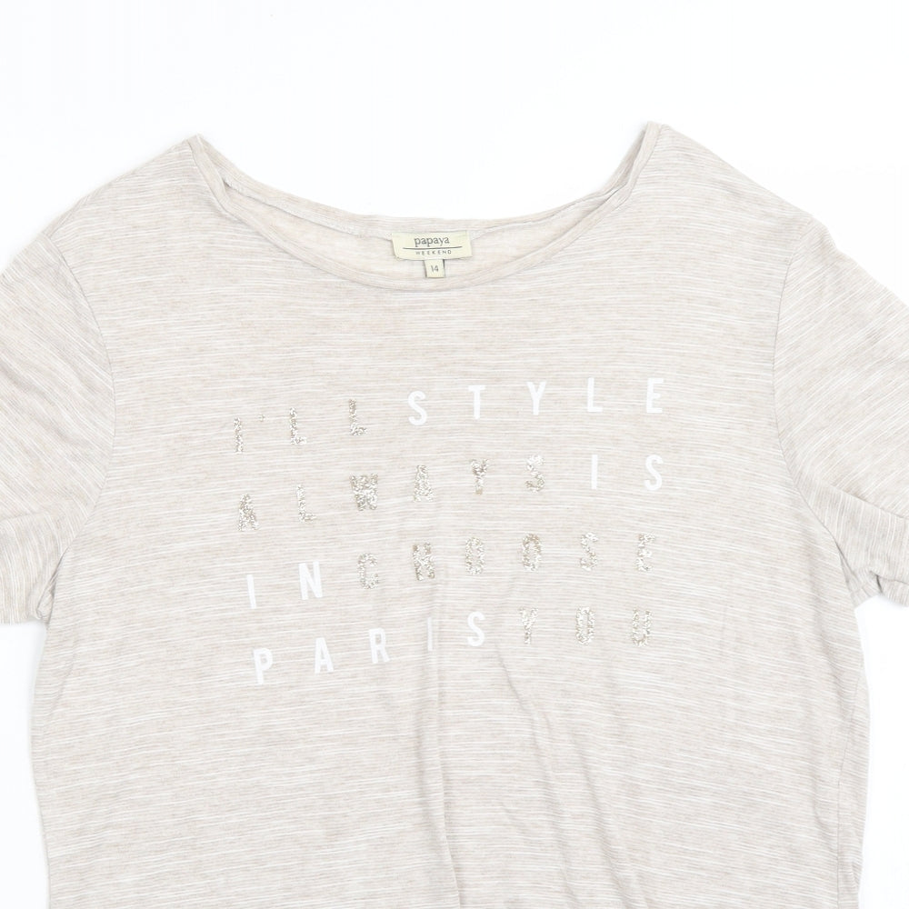 Papaya Womens Beige   Basic T-Shirt Size 14