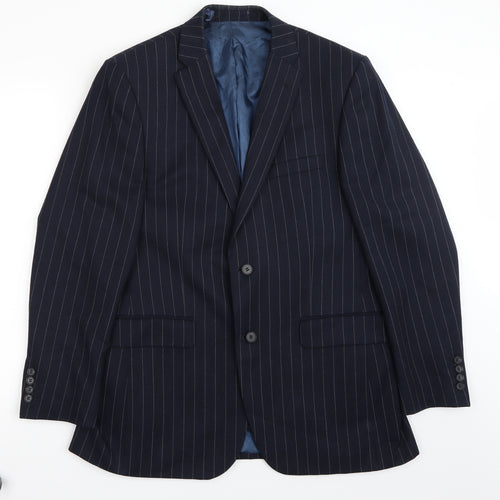 Ashton & gunn Mens Blue Striped  Jacket Suit Jacket Size 40