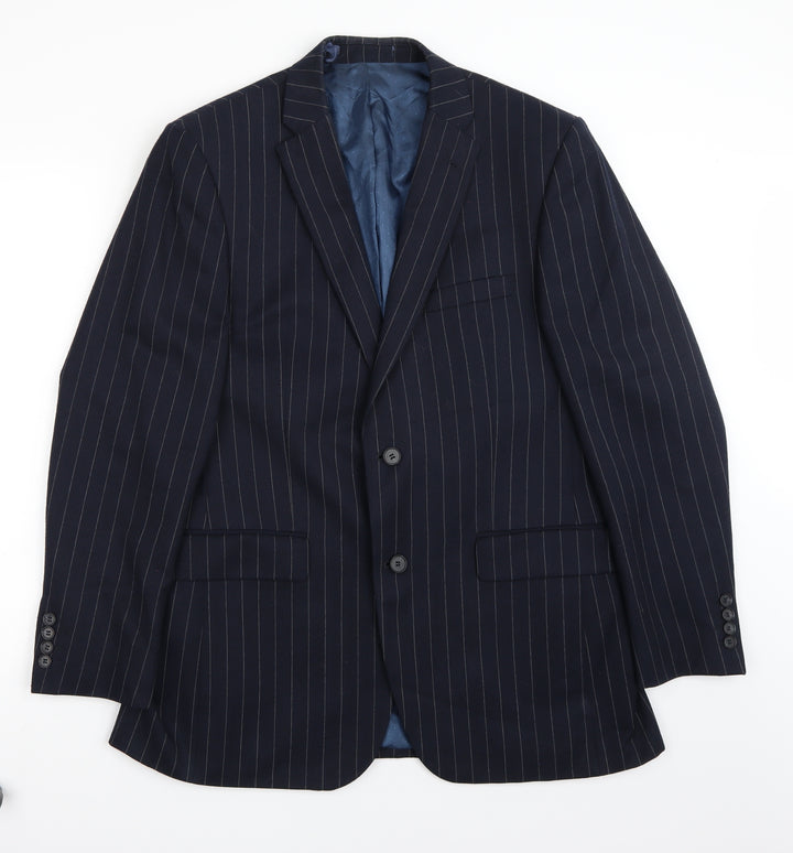 Ashton & gunn Mens Blue Striped  Jacket Suit Jacket Size 40