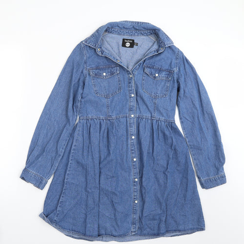 Boohoo Womens Blue   Shirt Dress  Size 8