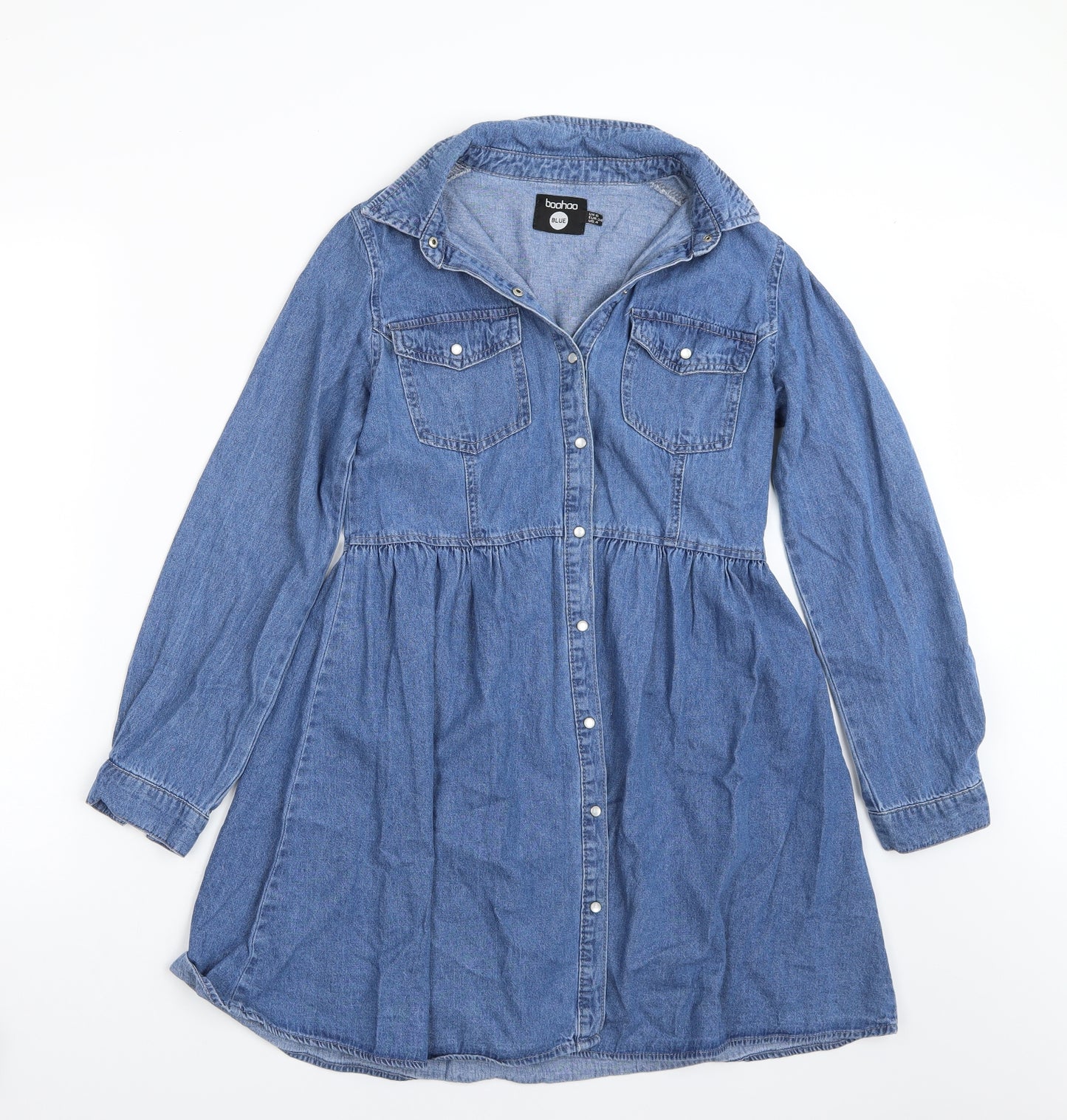 Boohoo Womens Blue   Shirt Dress  Size 8