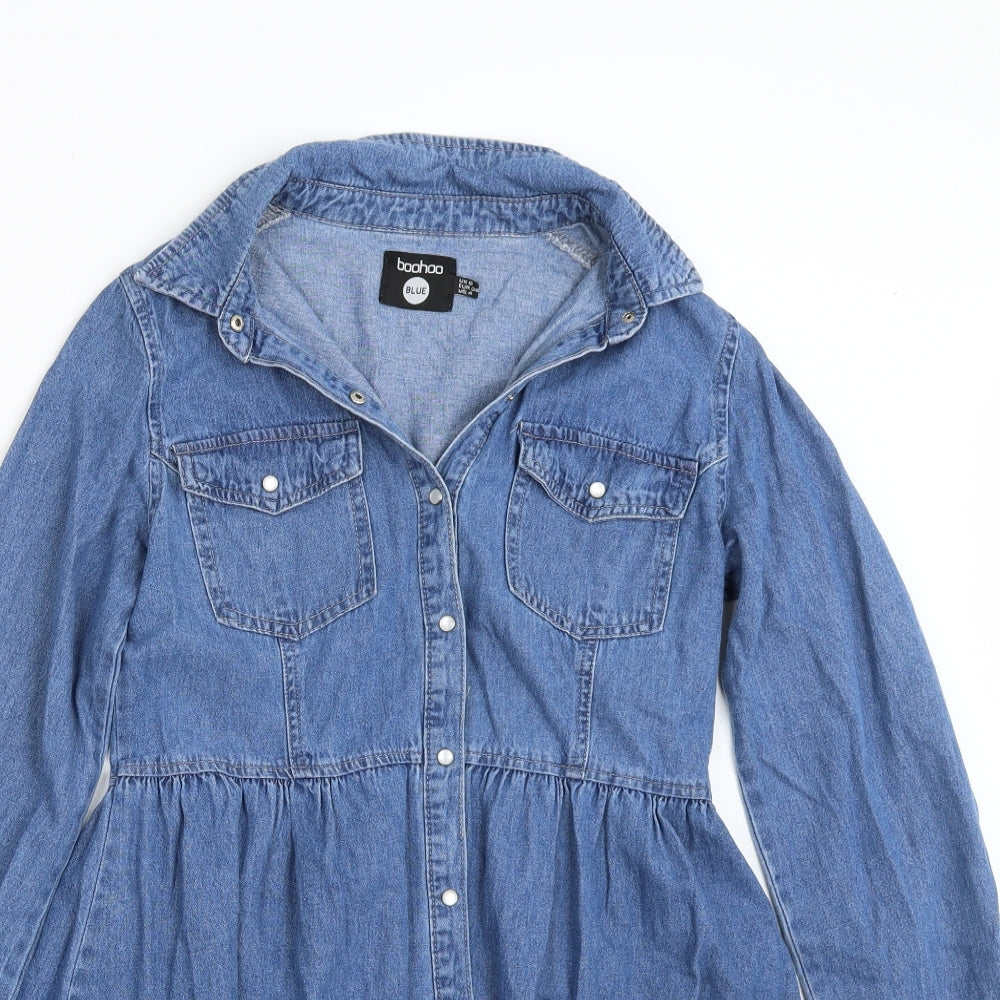 Boohoo Womens Blue   Shirt Dress  Size 8