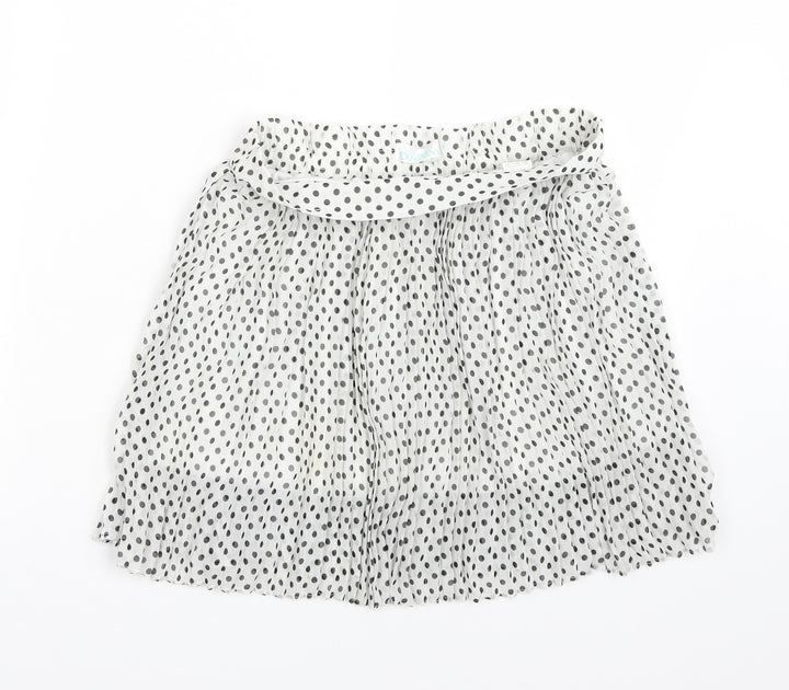 Clillin Womens White Polka Dot A-Line Skirt Size S
