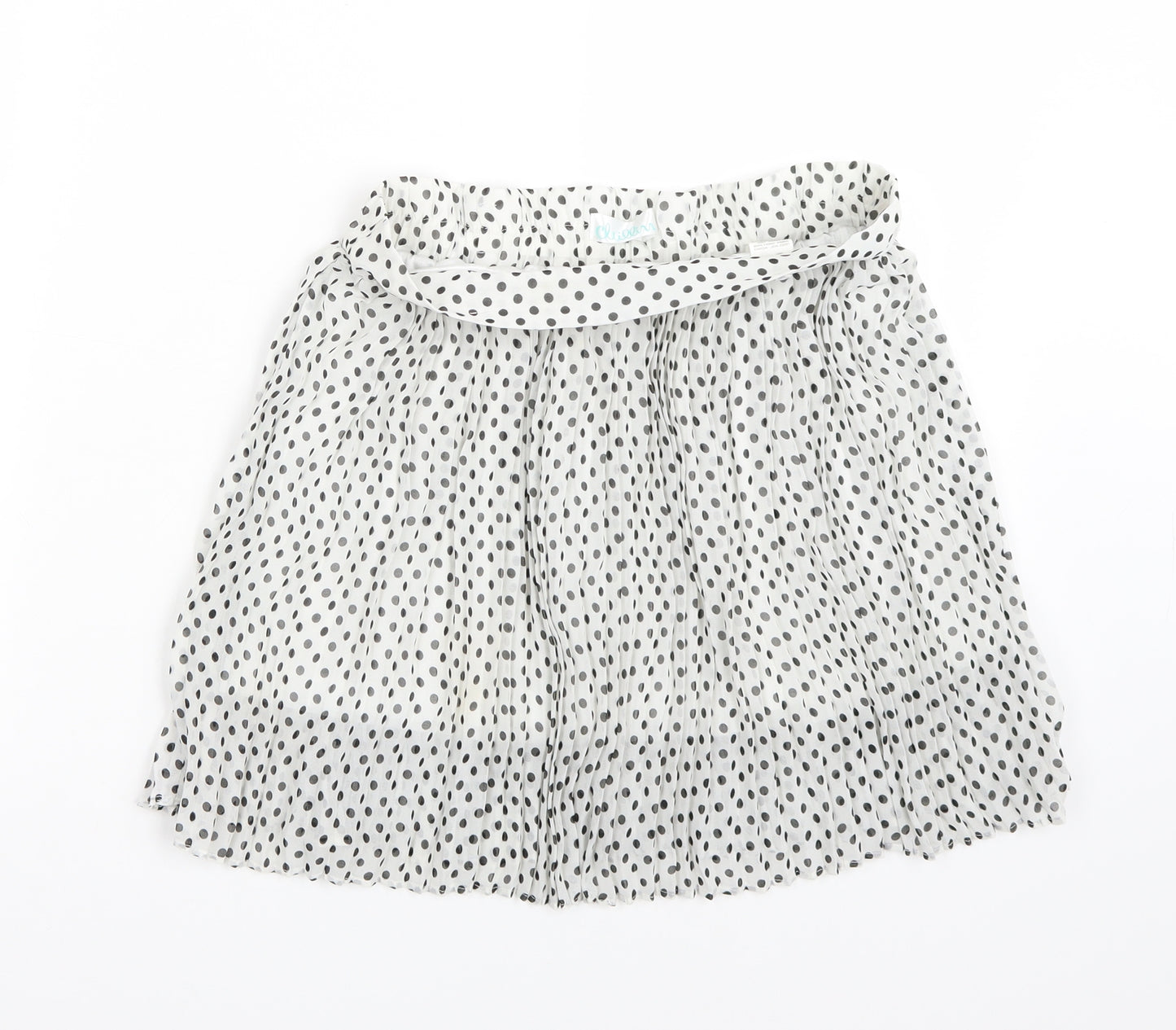 Clillin Womens White Polka Dot  A-Line Skirt Size S
