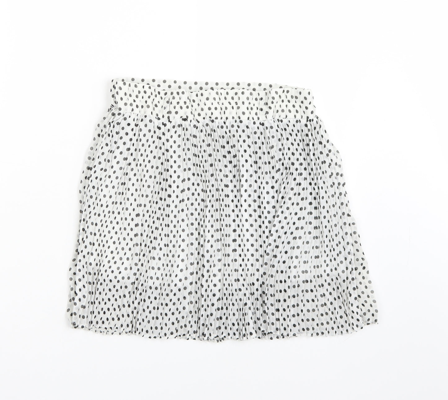 Clillin Womens White Polka Dot  A-Line Skirt Size S