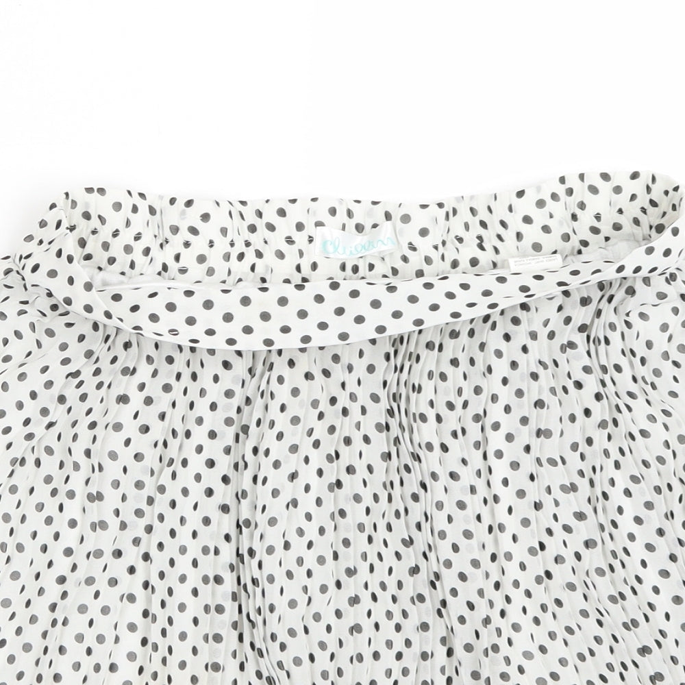 Clillin Womens White Polka Dot  A-Line Skirt Size S