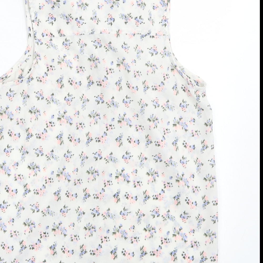 Sinsay Womens White Floral  Basic Button-Up Size XS