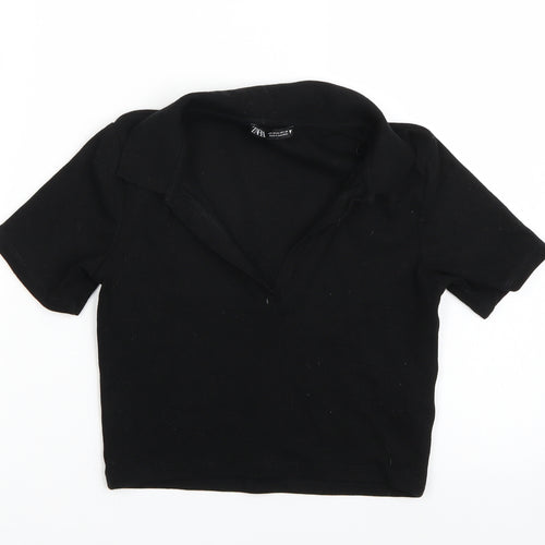Zara Womens Black   Cropped T-Shirt Size M