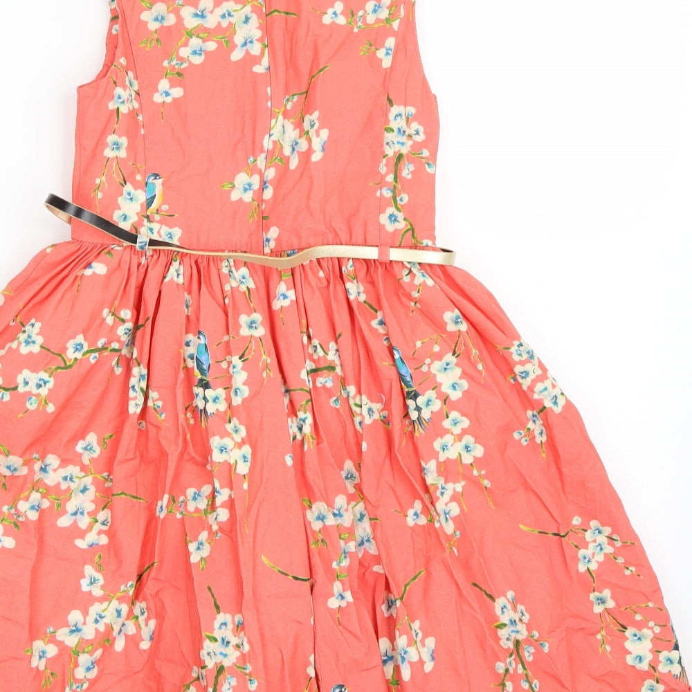 John Lewis Girls Orange Floral  A-Line  Size 8 Years