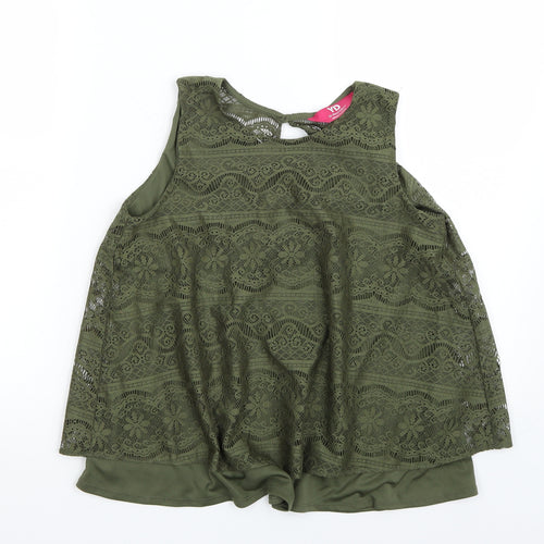 Young Dimension Girls Green  Rayon Basic T-Shirt Size 13 Years