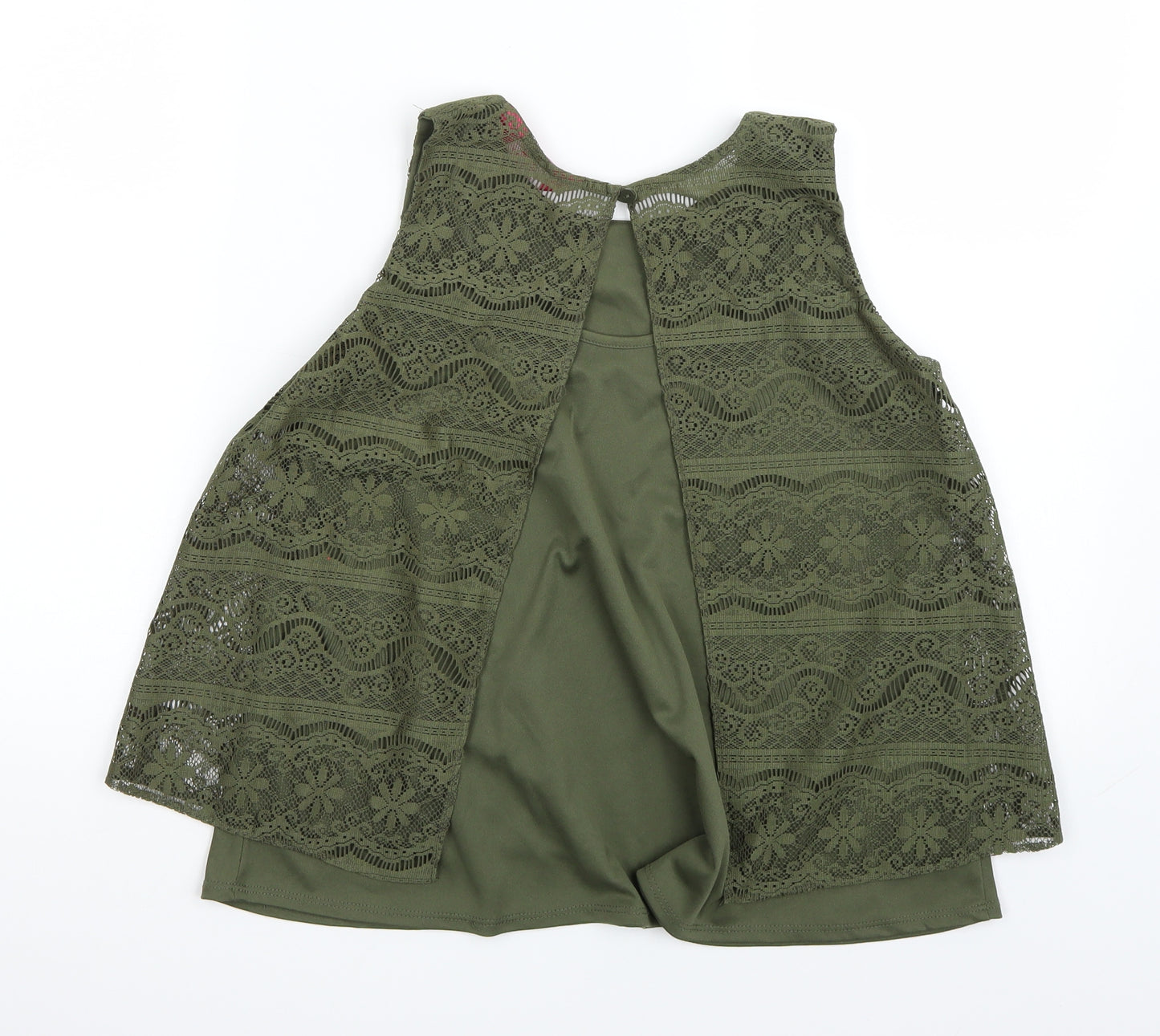 Young Dimension Girls Green  Rayon Basic T-Shirt Size 13 Years