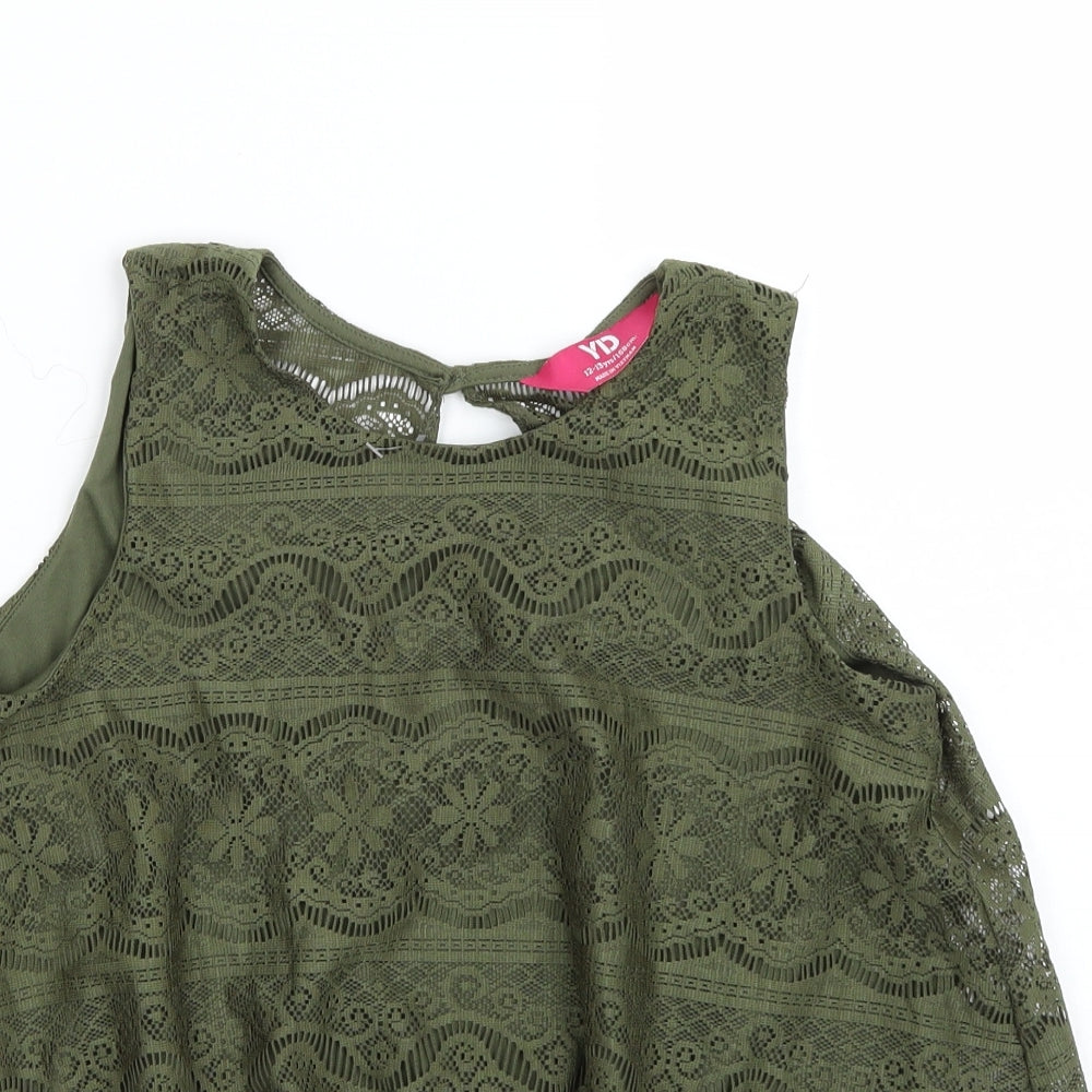 Young Dimension Girls Green  Rayon Basic T-Shirt Size 13 Years