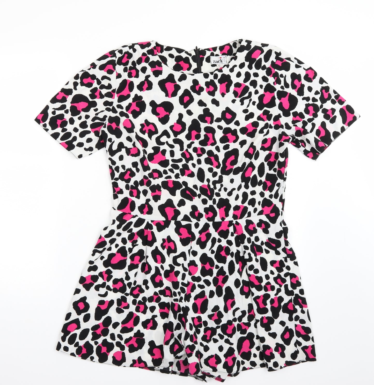 Zack Womens White Animal Print  Playsuit One-Piece Size 12