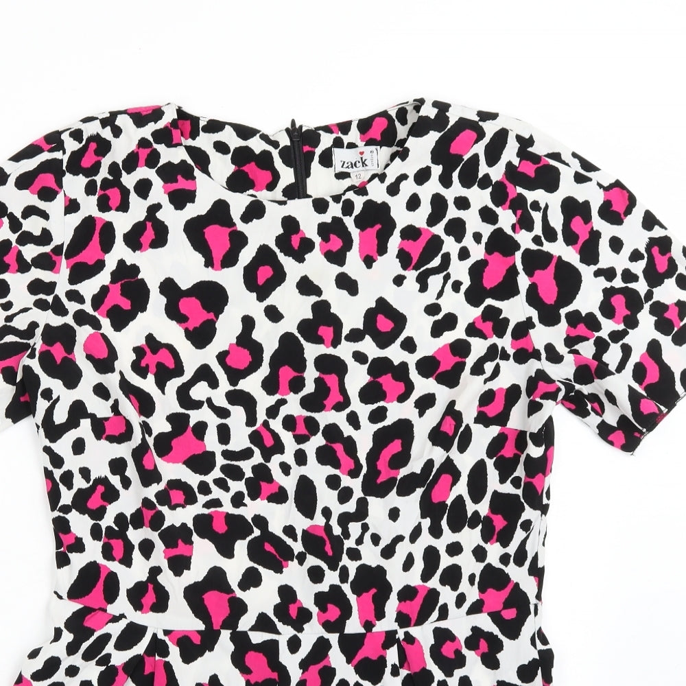 Zack Womens White Animal Print  Playsuit One-Piece Size 12