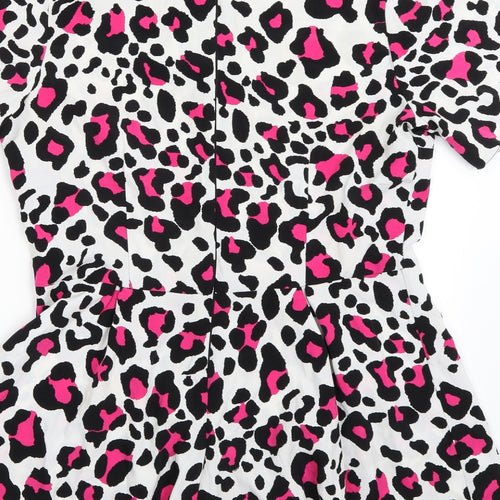 Zack Womens White Animal Print  Playsuit One-Piece Size 12