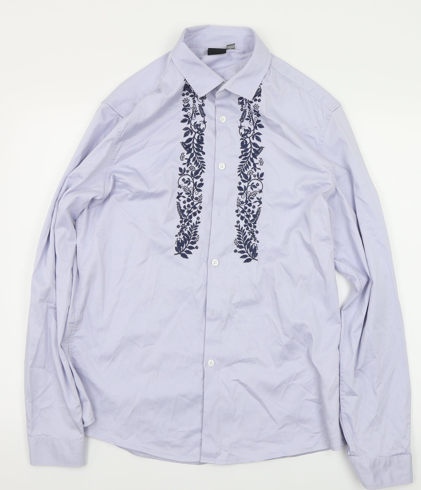 ASOS Womens Blue Floral  Basic Button-Up Size L