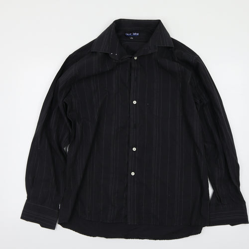blue lake Mens Black Striped   Button-Up Size L
