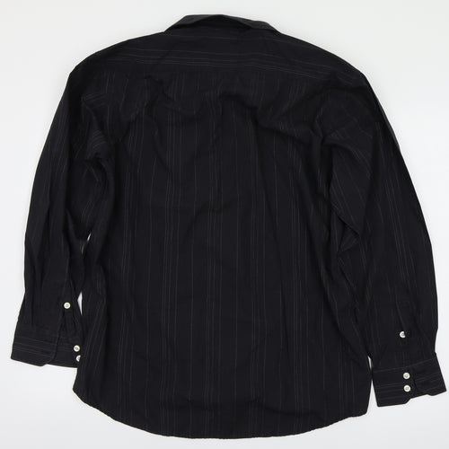 blue lake Mens Black Striped   Button-Up Size L