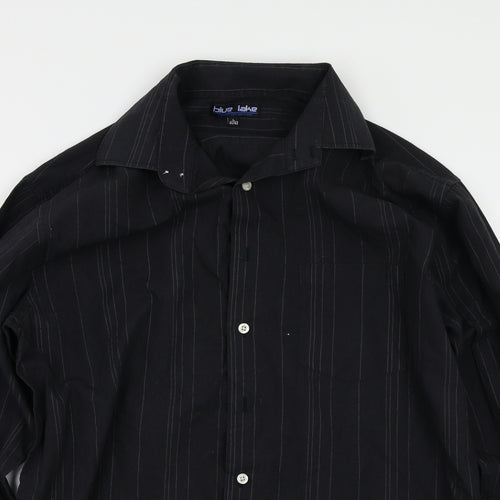 blue lake Mens Black Striped   Button-Up Size L