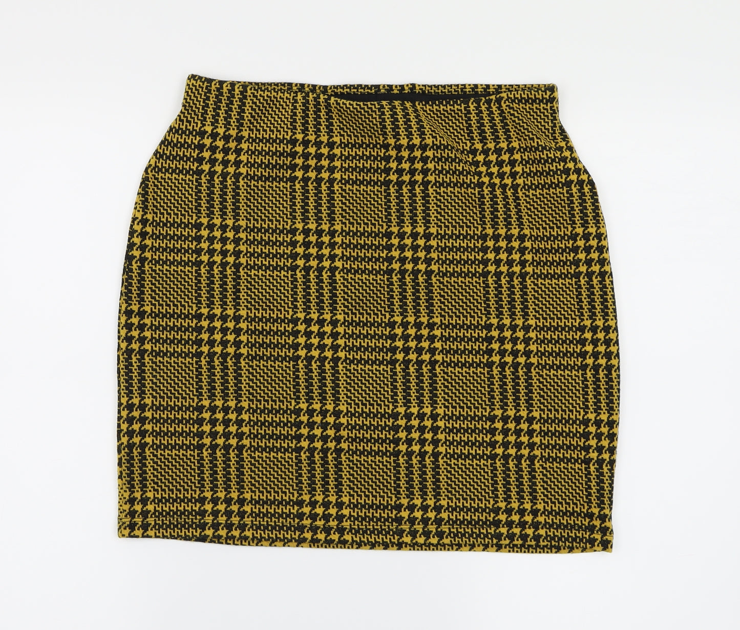 New Look Womens Yellow Check  A-Line Skirt Size 12