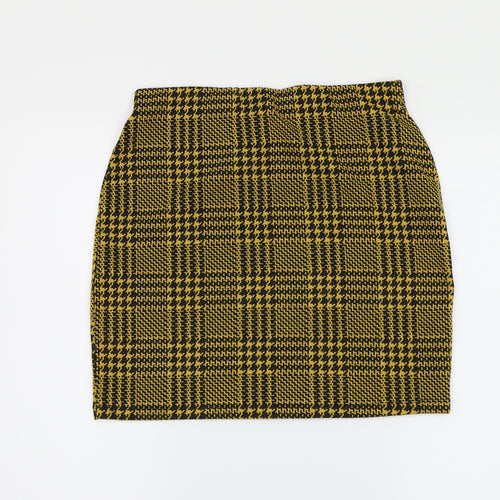 New Look Womens Yellow Check  A-Line Skirt Size 12