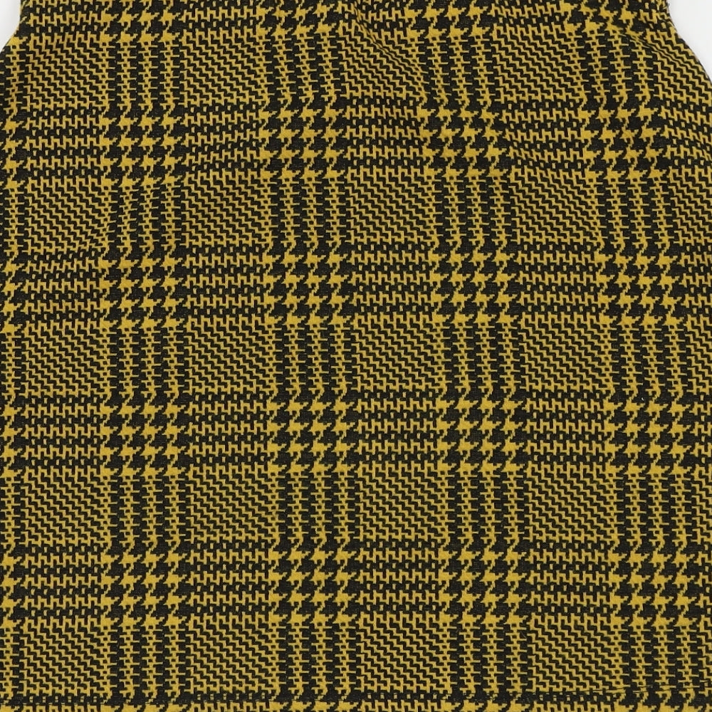 New Look Womens Yellow Check  A-Line Skirt Size 12