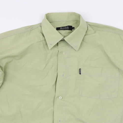 HUGO BOSS Mens Green Houndstooth   Button-Up Size L