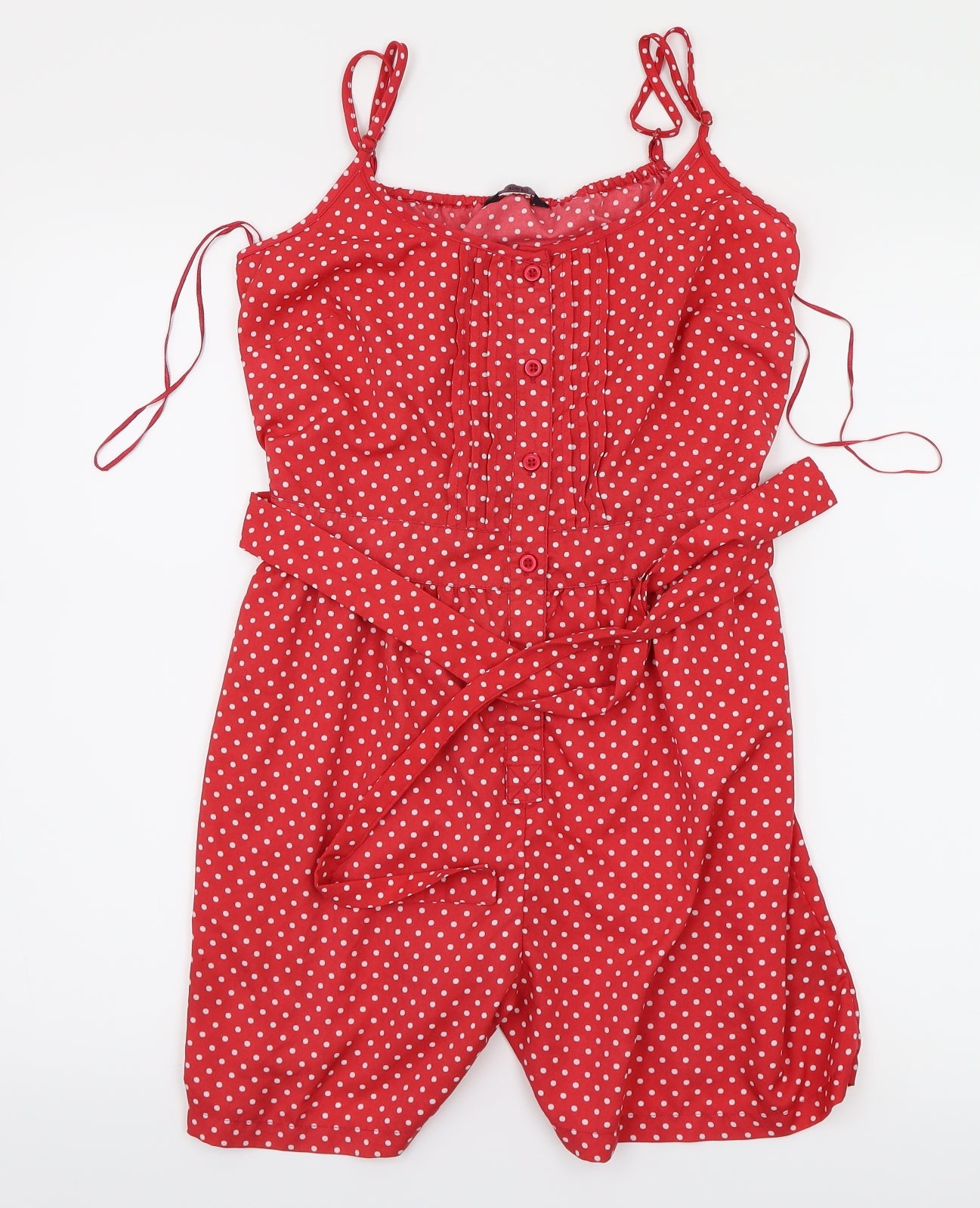 F&F Womens Red Polka Dot  Jumpsuit One-Piece Size 8