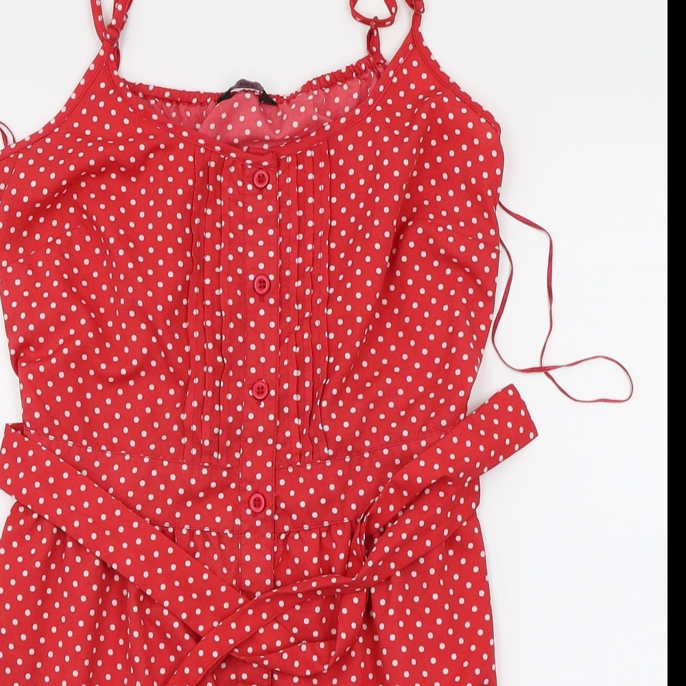 F&F Womens Red Polka Dot  Jumpsuit One-Piece Size 8