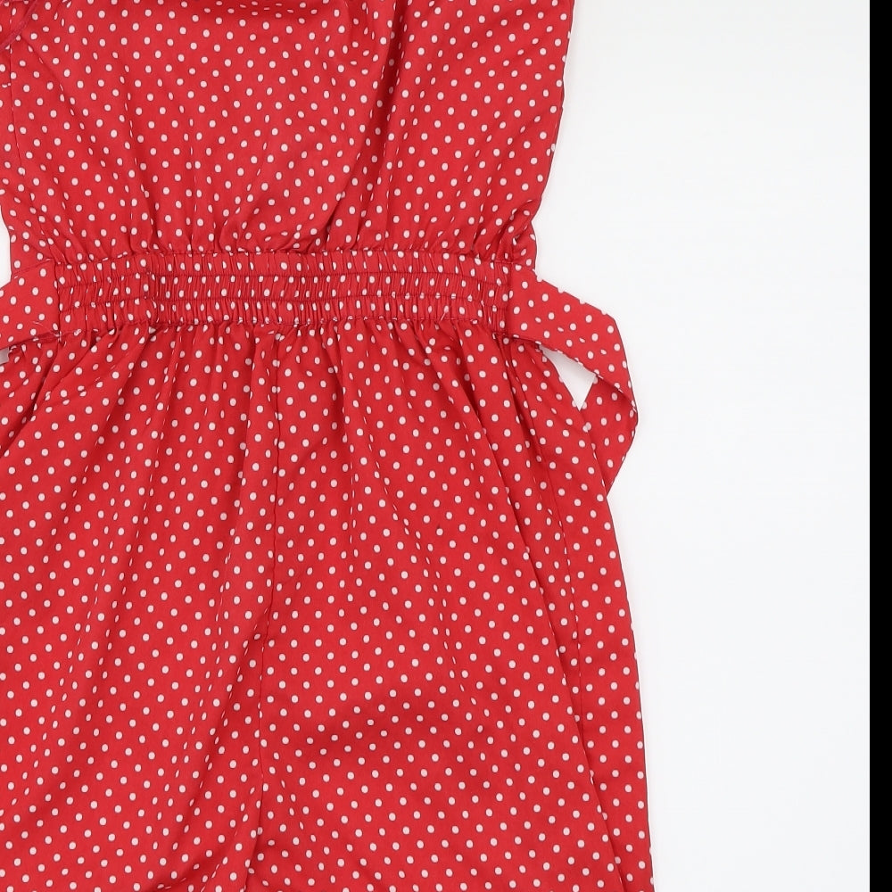 F&F Womens Red Polka Dot  Jumpsuit One-Piece Size 8
