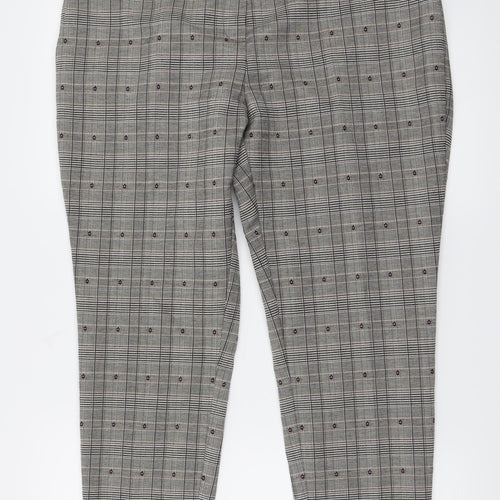 Marks and Spencer Womens Grey Check  Trousers  Size 14 L24 in