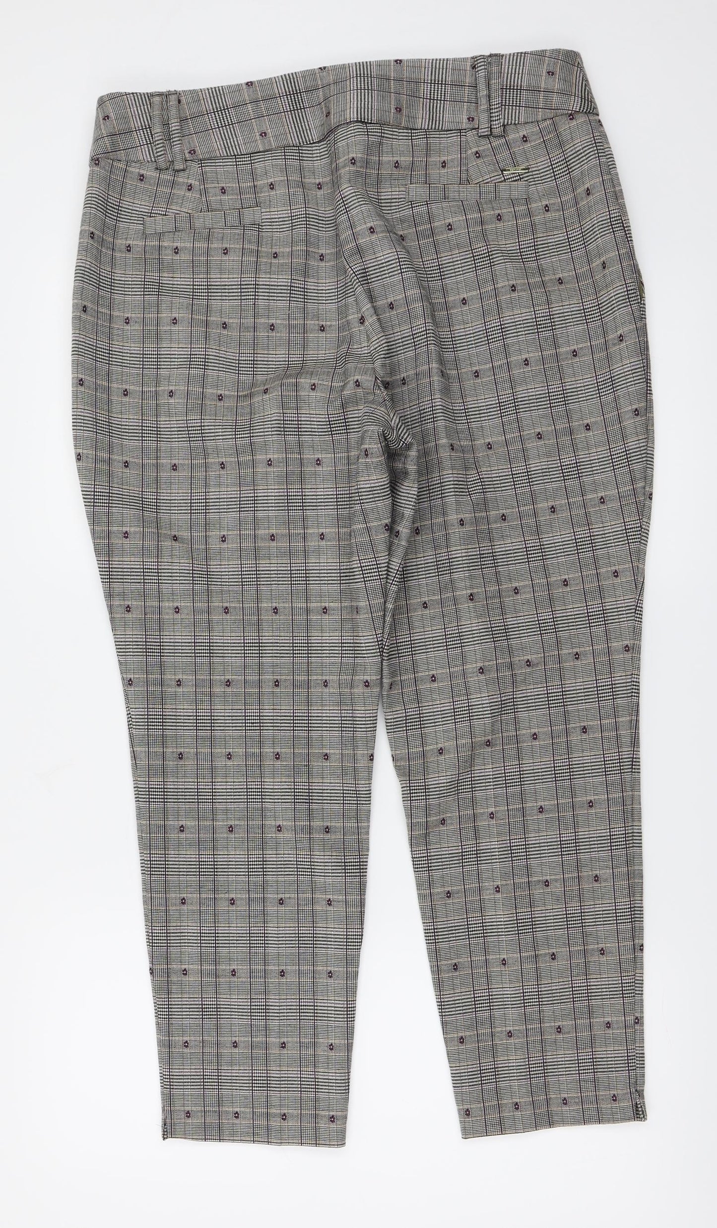 Marks and Spencer Womens Grey Check  Trousers  Size 14 L24 in