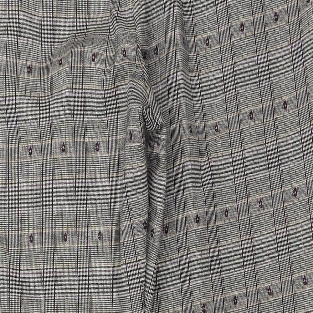 Marks and Spencer Womens Grey Check  Trousers  Size 14 L24 in