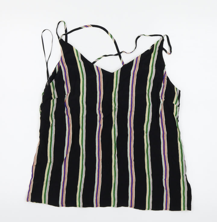 F&F Womens Black Striped Basic Blouse Size 14
