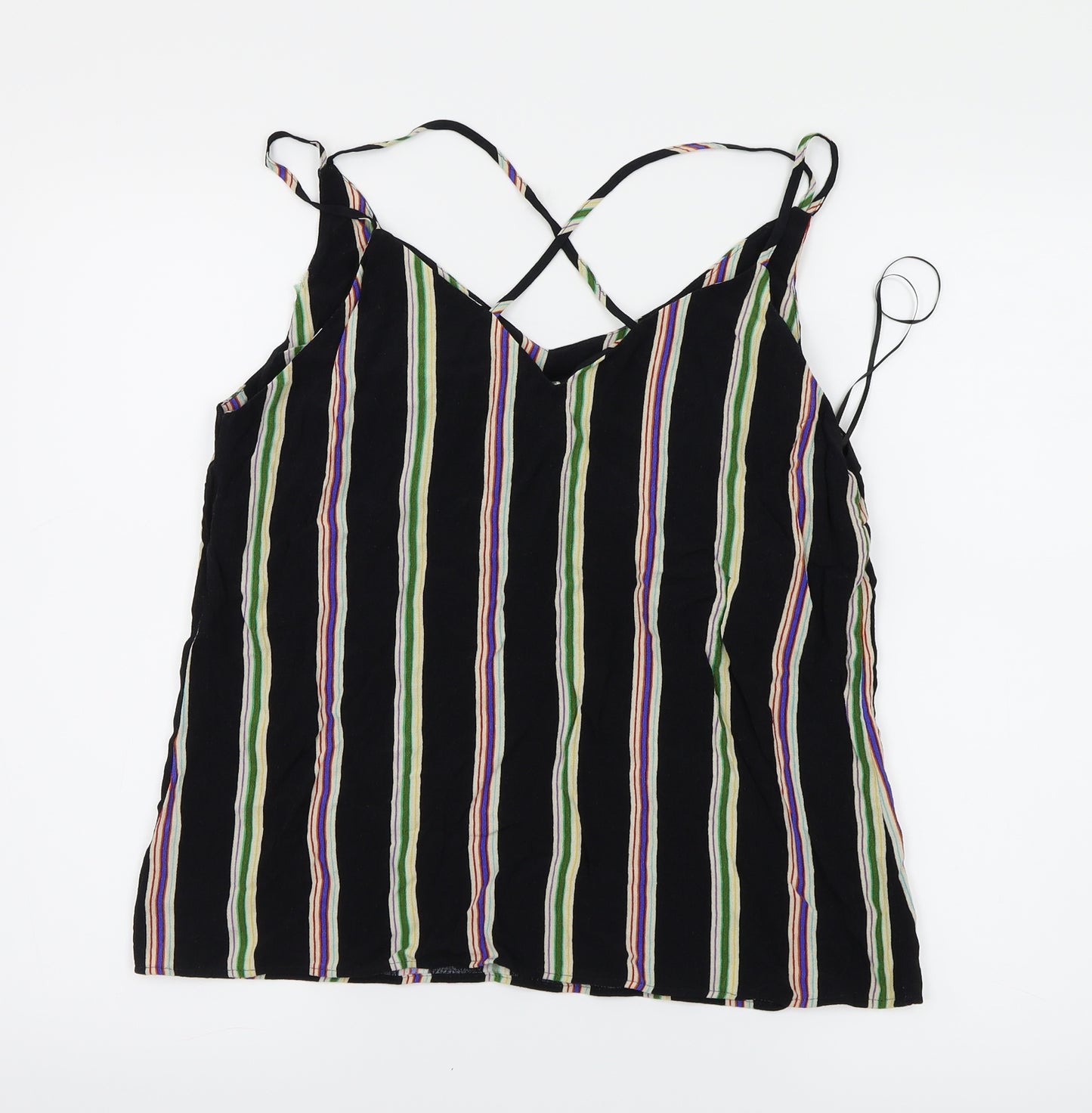 F&F Womens Black Striped  Basic Blouse Size 14