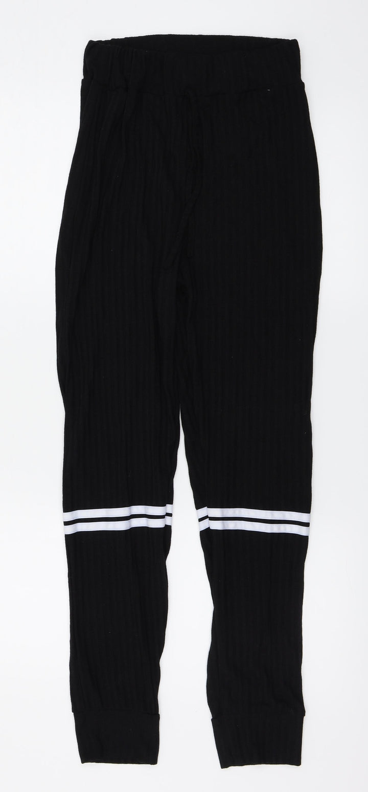 PRETTYLITTLETHING Womens Black Trousers Size M L26 in