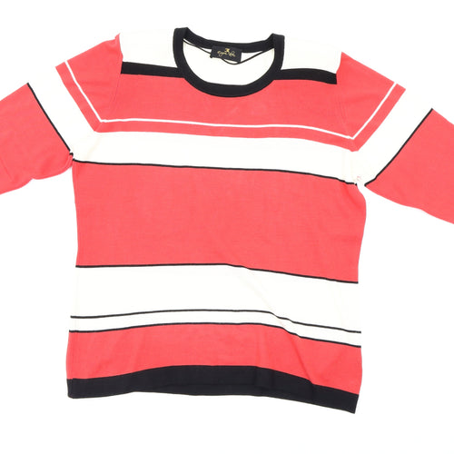 Eugen Klein  Womens Red Striped  Pullover Jumper Size 18