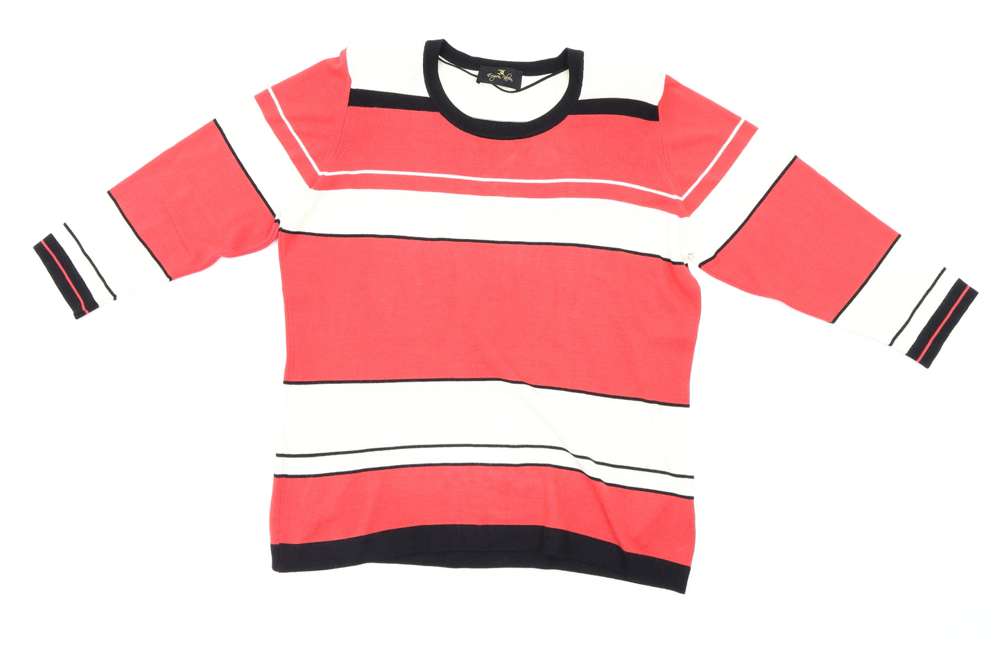 Eugen Klein  Womens Red Striped  Pullover Jumper Size 18
