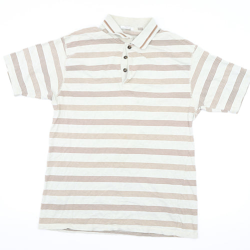 Marks and Spencer Mens Beige Striped   Polo Size M
