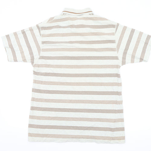 Marks and Spencer Mens Beige Striped   Polo Size M