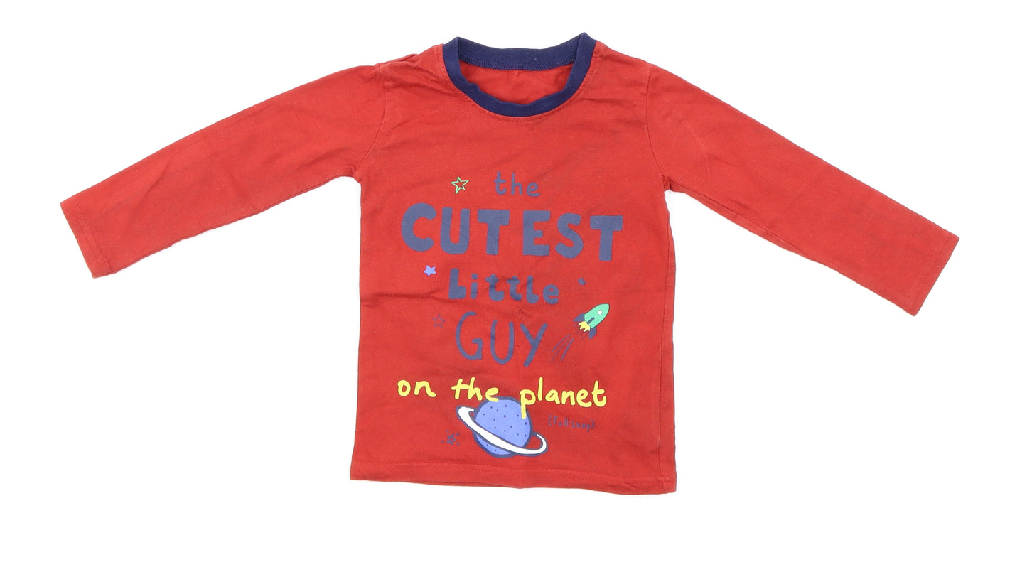 George Boys Red   Basic T-Shirt Size 12-18 Months