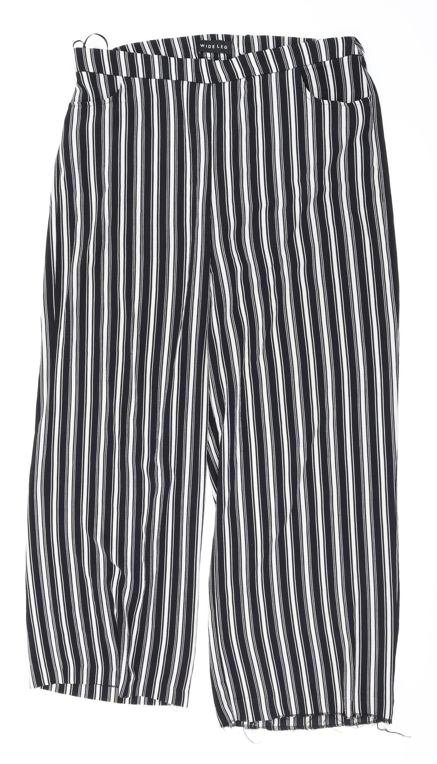 Peacocks Womens Black Striped  Trousers  Size 14 L31 in