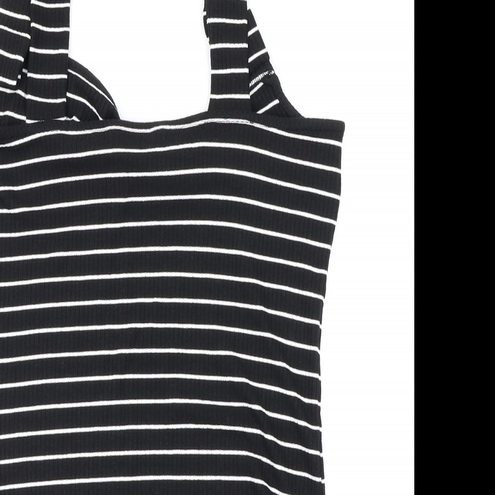 F&F Womens Black Striped  Bodysuit One-Piece Size 16