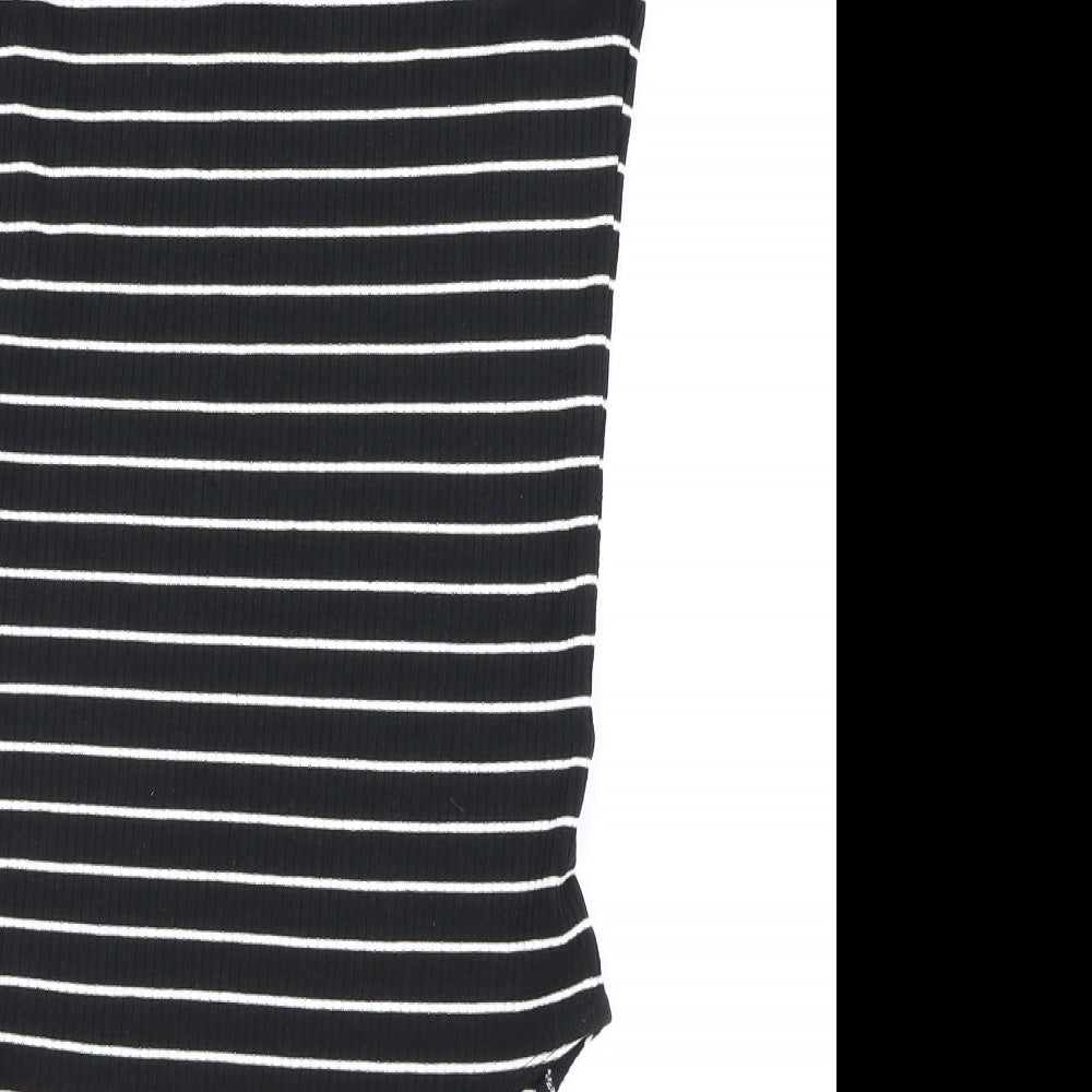 F&F Womens Black Striped  Bodysuit One-Piece Size 16