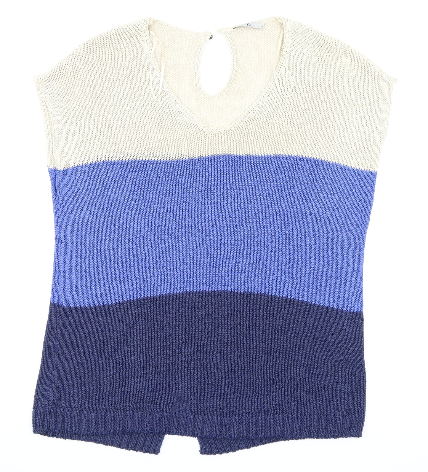 TU Womens Beige Striped  Pullover Jumper Size 12