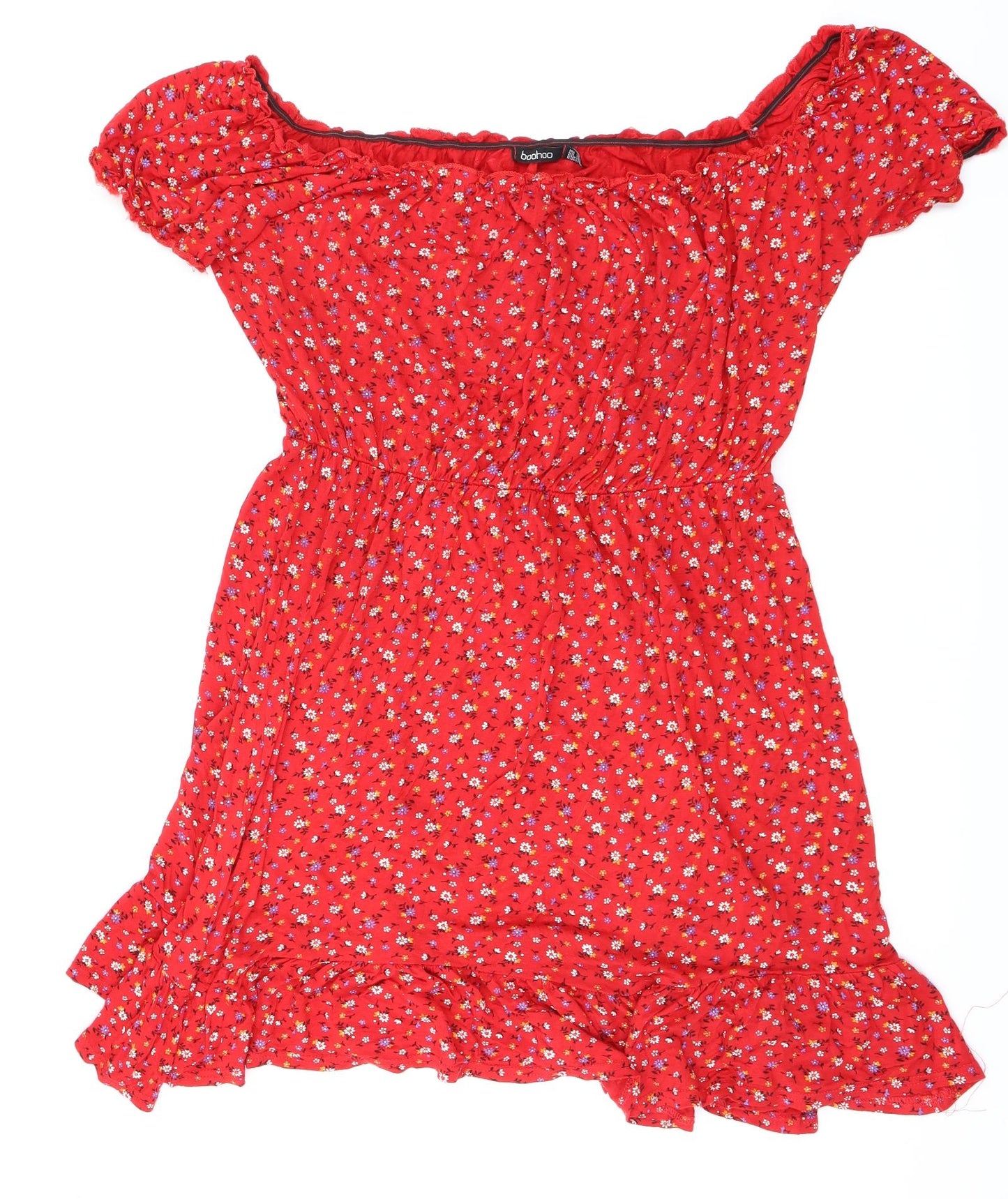 Boohoo Womens Red Floral  Basic Blouse Size 22