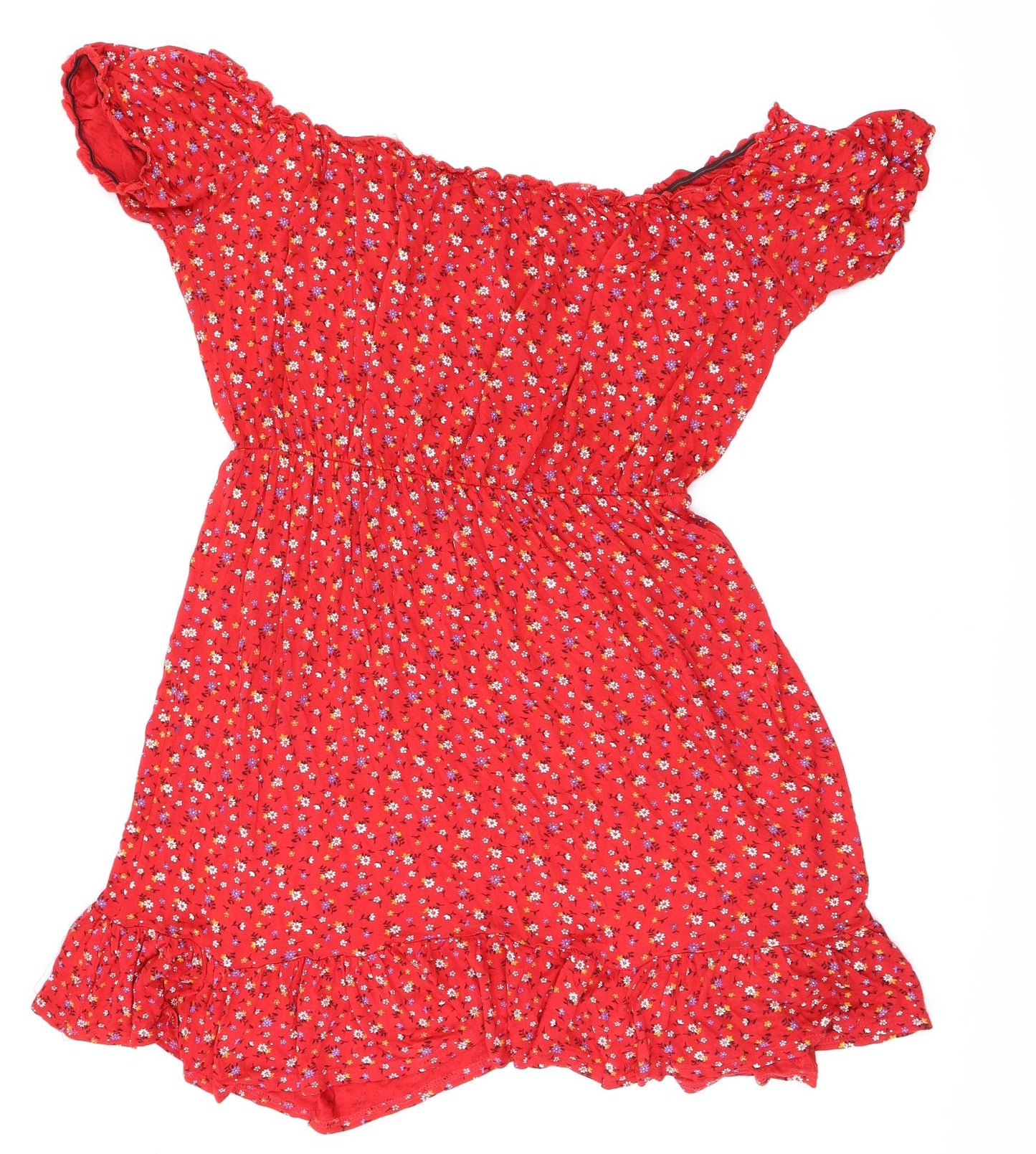 Boohoo Womens Red Floral  Basic Blouse Size 22