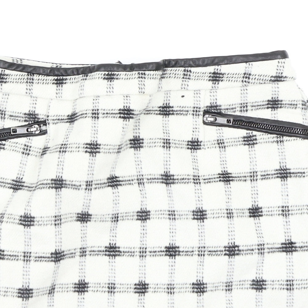 Atmosphere Womens Ivory Check  A-Line Skirt Size 8