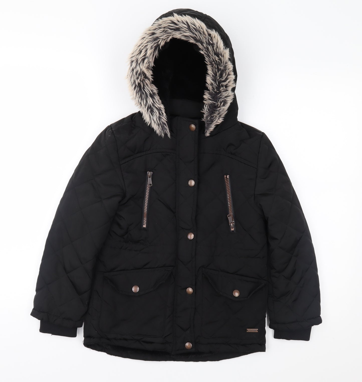 Firetrap Girls Black   Parka Coat Size 6-7 Years