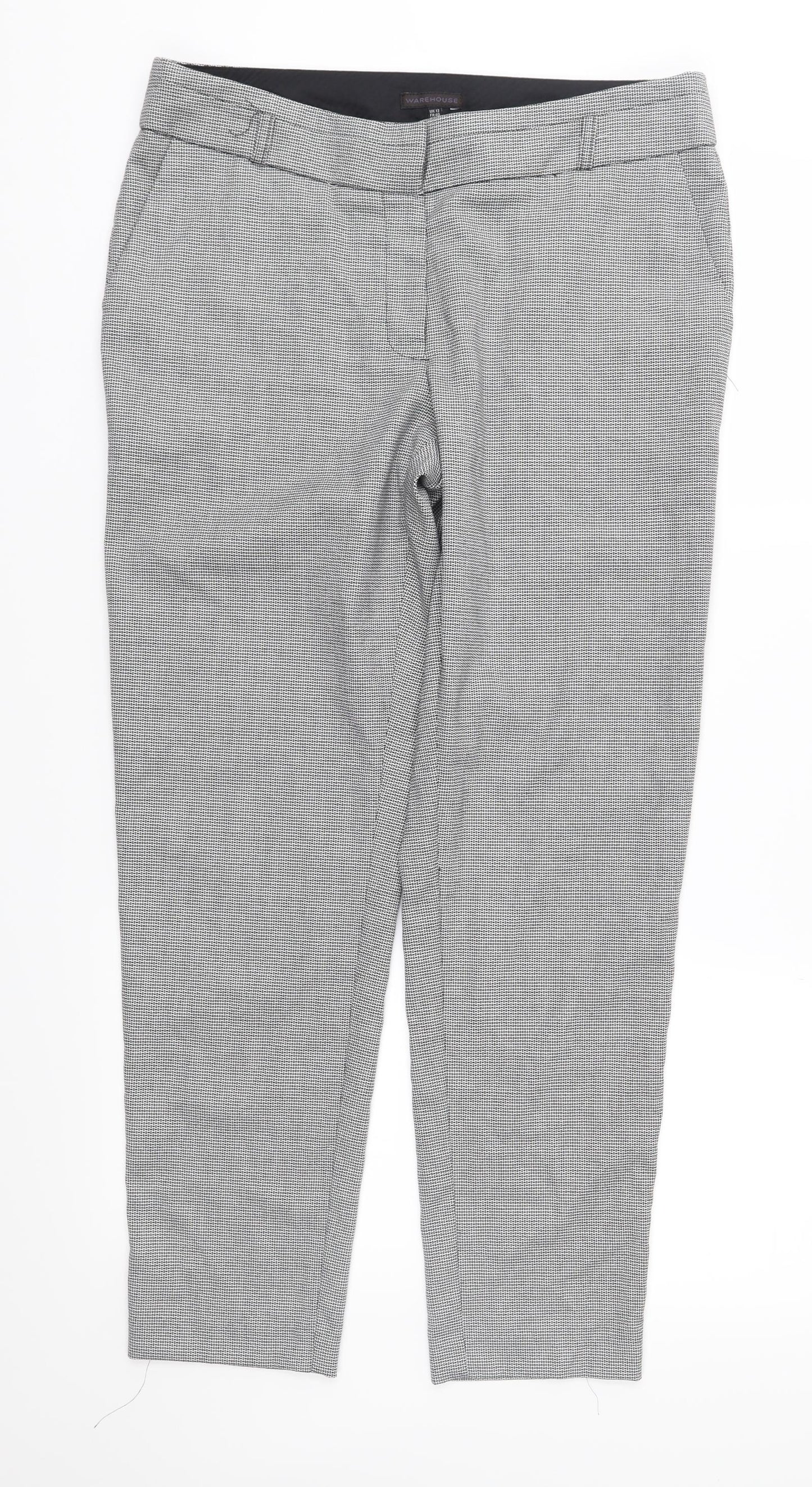 Warehouse Womens Black Geometric  Trousers  Size 12 L28 in